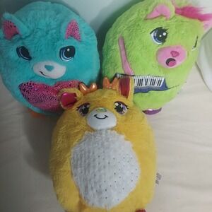 Misfittens Get Meowt Plush Cat Lot of 3 Basic Fun Teal Green Yellow Stuffed Toys